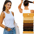 Boho Hair Ties, 20-Pack (4 Styles) Cute Elastic Bands for Thick or Thin Hair, No-Damage Stretch Bracelets, Brown Hair Accessories for Women & Girls (Midnight Bazaar)