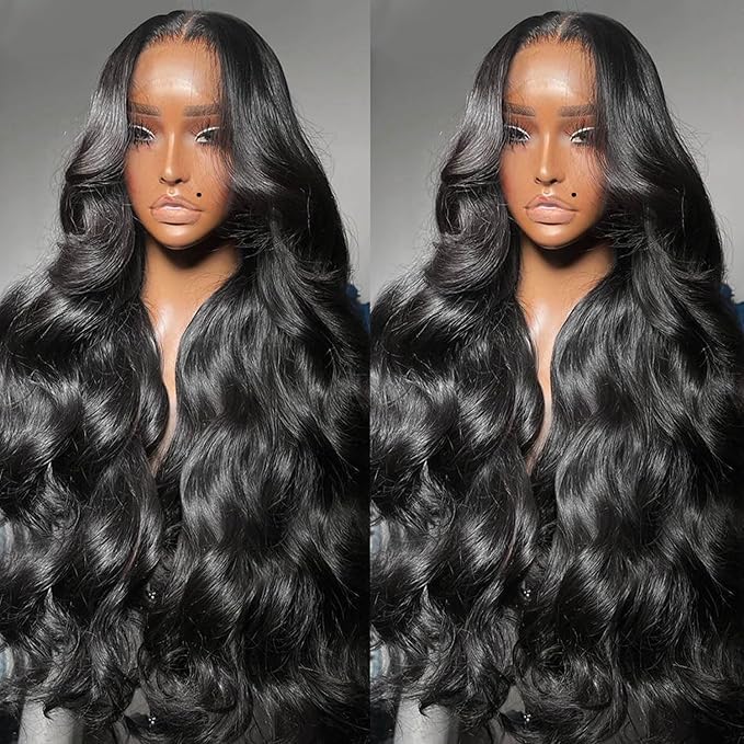 13x6 HD Body Wave Lace Front Wigs Human Hair Pre Plucked HD Transparent Frontal Wigs Human hair for Women 180% Density Brazilian Virgin Wigs Bleached Knots with Baby Hair 28inch