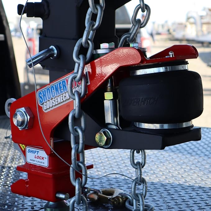 Shocker 30K Gooseneck Surge Air Hitch & Shift Lock Coupler for 2-5/16" Ball, 4" & 3-15/16" Square Multi-Fit Stem