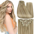 Full Shine Blonde Hair Extensions Clip ins 12 Inch Dirty Blonde Highlights Light Blonde Clip in Hair Extensions for Short Thin Hair 95 G 7 Pcs