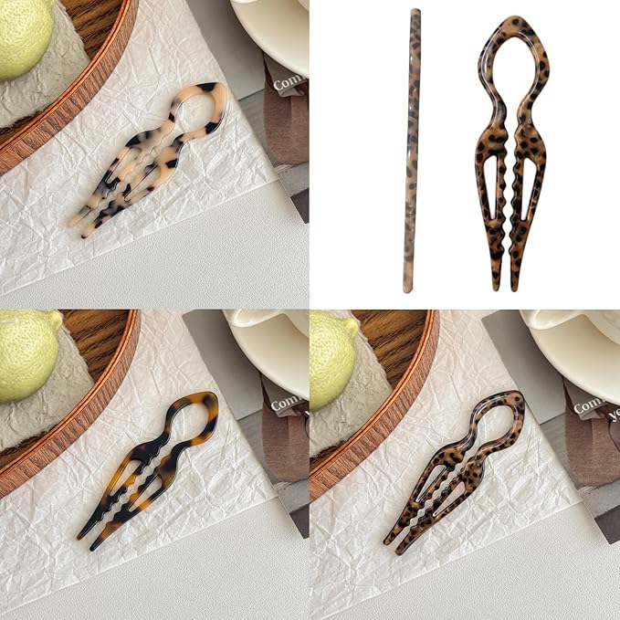 Prestige Hair Pins,French Hair Pin 3Pack Elegant Women Hair Accessories Suitable for Thick or Thin Hair (Light red, Black, Khaki)