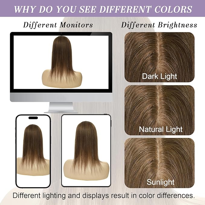 3x5 Inch Injected Silk Base Hair Toppers for Women, 12 Inch Length 130% Density Real Human Hair Pieces #2A Brown