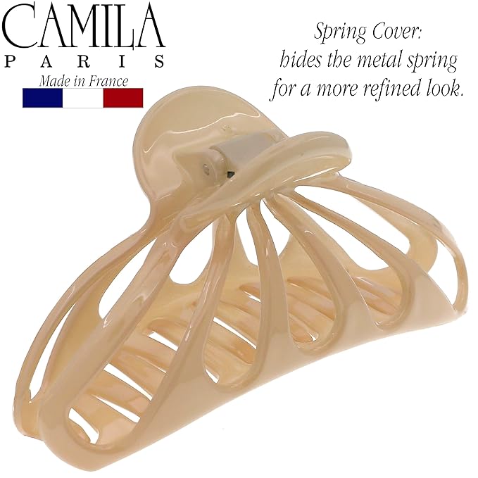Camila Paris CP3054 2PK French Hair Clip for Women With Thick, Long, Curly, Wavy Hair - Girls Claw Clips Fashion Styling Accessories, Strong Hold No Slip Grip, Made in France