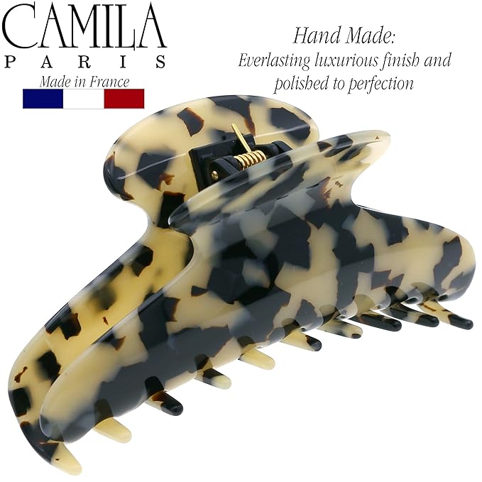 Camila Paris CP3035 French Hair Clip for Women, Handmade, Ivory Tokyo, for Thick Volume Hair, Girls Hair Claw Clips Jaw, Durable Styling Hair Accessories for Women, Strong Hold Grip, Made in France