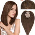 Rich Choices Human Hair Toppers for Women-100% Real Remy Hair Topper No Bang-Upgraded 150% Density 9 * 12CM Lace Base-Clip in Hairs Topper for Thinning Hairs-10Inch #2R Chocolate Brown