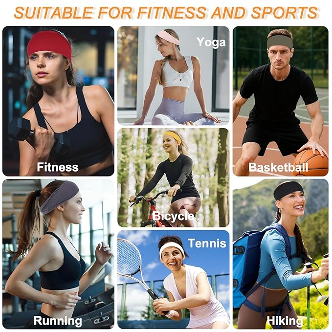 Workout Headbands for Women Wide Non Slip Super Soft Sports Hairbands 6 Pack Trendy Elastic Head Bands Fashion Yoga Summer Hair Accessories