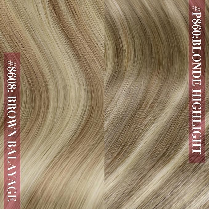 YoungSee Hair Extensions Clip ins Light Brown Clip in Extensions Highlight Clip on Hair Extensions Human Hair Light Brown with Blonde Highlights for Beginners 16Inch 7Pcs 120G