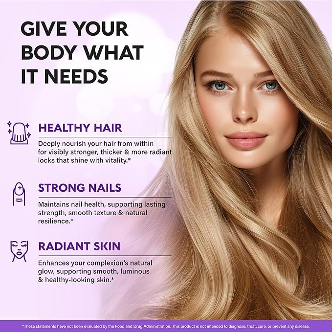 Biotin 10000mcg with Silicon - Pharmaceutical Grade Biotin Supplement for Women - Hair Growth Support, Skin & Nails - Max Strength & 100% Bioavailability - Made in USA - 120 Softgels, 120 Days Supply