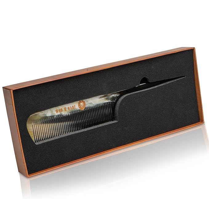Premium Handmade 100% Oxhorn Anti-static Rat Tail Fine Tooth Comb for Women & Men