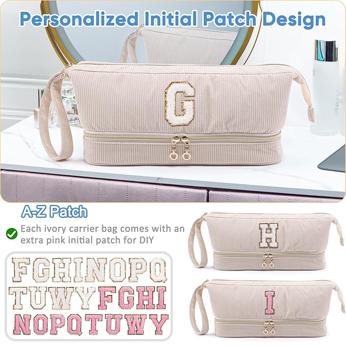 Initial Personalized Hair Dryer Case, Double-Layer Hair Tools Travel Carrying Case for Shark FlexStyle, Dyson Airwrap, and Supersonic Hair Dryer Attachments