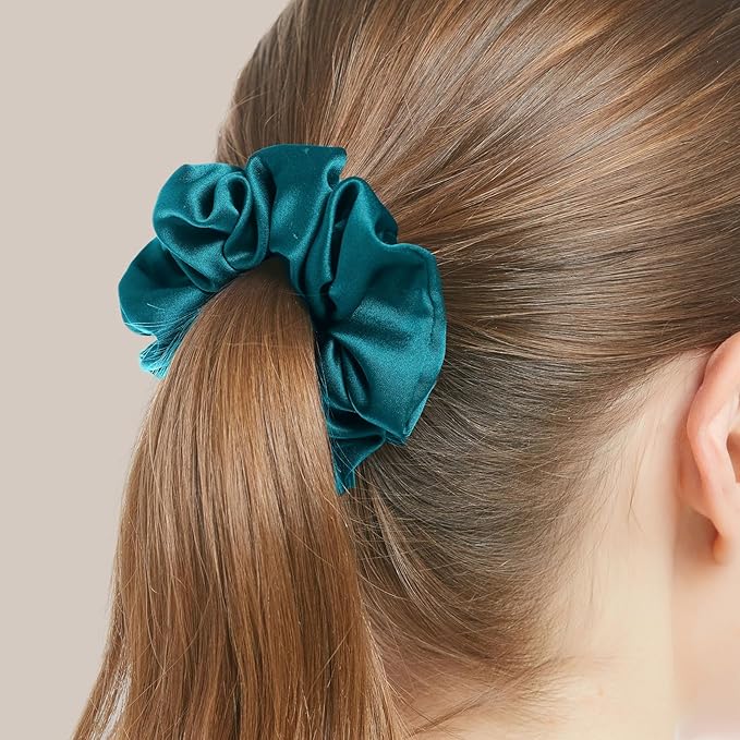 LILYSILK Silk Hair Scrunchies/Ties for Frizz & Breakage Prevention, 100% Mulberry, No Damage, Elastic ponytail Holders, 1Pc, Adriatic Blue