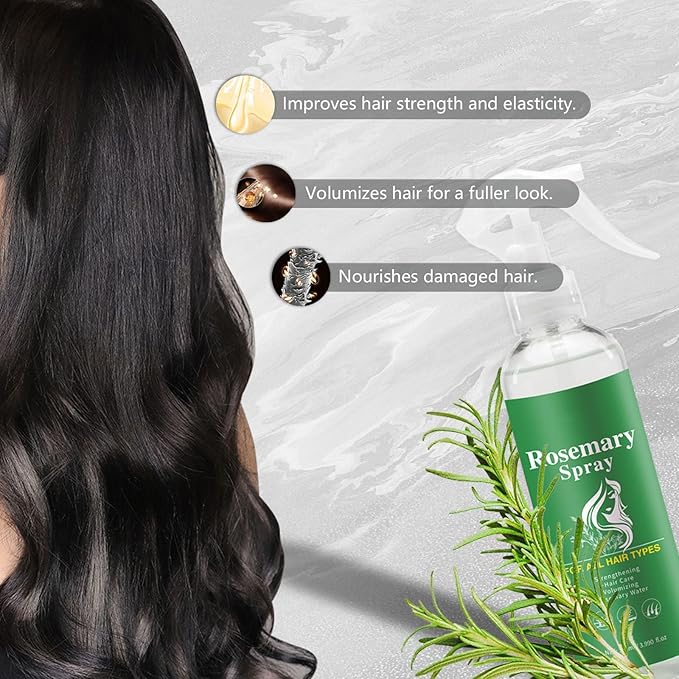 Rosemary Spray for Hair, Rosemary Water Scalp & Hair Strengthening Mist Rosemary Oil Hair Treatment Hydrating & Volumizing Hair Spray, Adds Hair Shine & Reduces Frizz For All Hair Types
