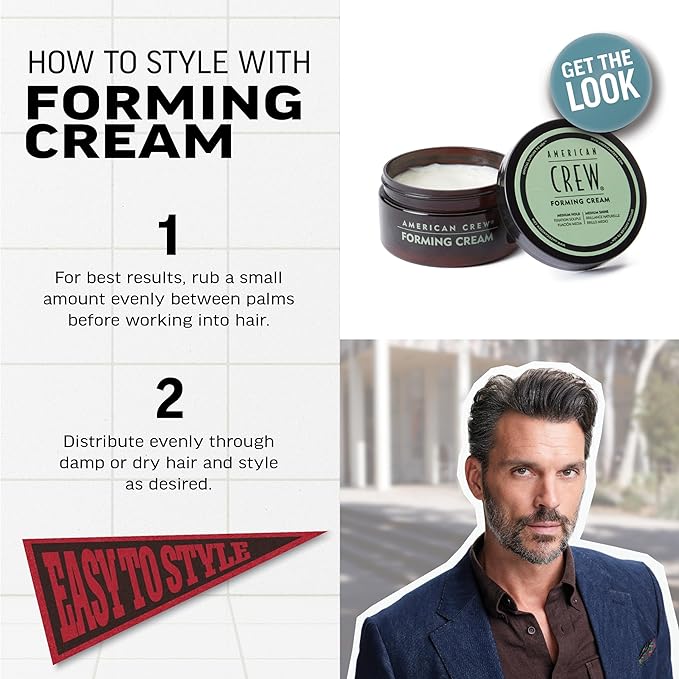 American Crew Men's Hair Forming Cream, Like Styling Gel with Medium Hold & Shine, Travel Size, Stocking Stuffer for Him, 1.7 oz