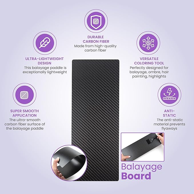Balayage Board - Ultra-Lightweight Carbon Fiber Hair Board - 5" x 13" - Balayage Paddle for Hair Stylists - Ombre, Hair Painting, Free Form Coloring and Foils