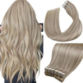 LaaVoo Human Hair Tape in Extensions Ash Blonde Tape in Hair Extensions Human Hair Highlights Blonde with Ash Blondes 00G 40pcs 24Inch