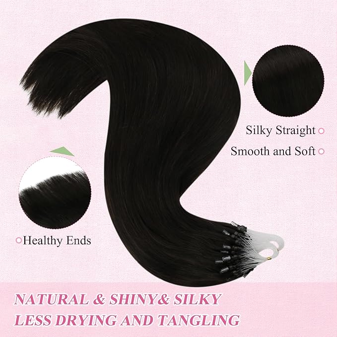 YoungSee Micro Loop Hair Extensions Real Human Hair Dark Brown Micro Bead Hair Extensions Dark Brown Bead Extension Human Hair 20In Pre Bonded Hair Extension 50s 50g Invisible Microring Hair Extension