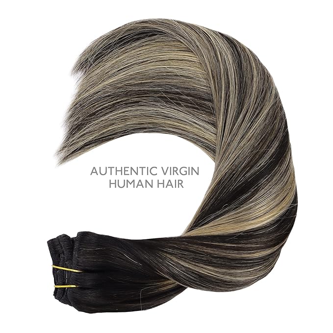 WENNALIFE Clip in Hair Extensions Real Human Hair, 24 Inch 150g 9pcs Human Hair Extensions Clip In, Balayage Natural Black to Light Blonde Hair Extensions Clip In Real Remy Human Hair