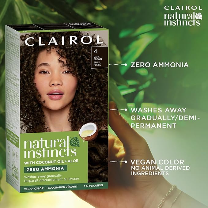 Clairol Natural Instincts Demi-Permanent Hair Dye, 5C Brass Free Medium Brown Hair Color, Pack of 1