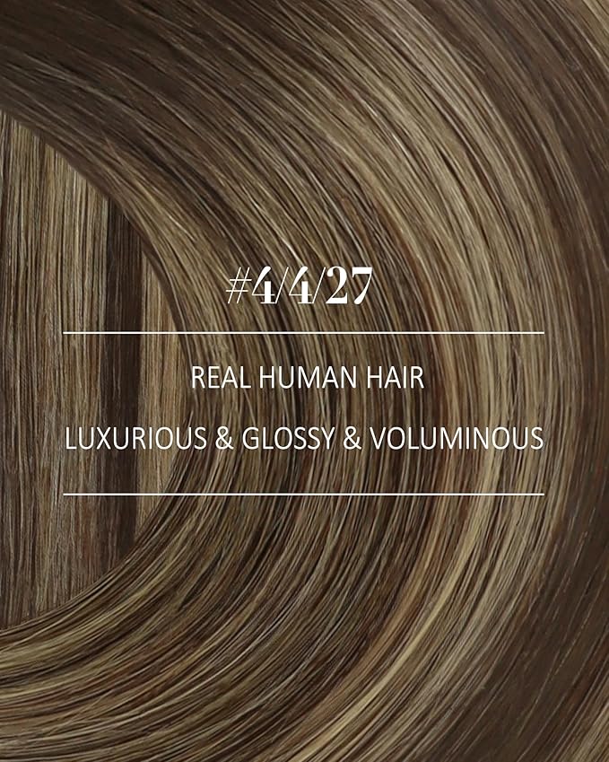 YoungSee Clip in Human Hair Extensions Balayage Brown Human Hair Clip in Extensions Balayage Chocolate Brown Mix Caramel Blonde Hair Extension Real Hair Clip ins for Women 16Inch 120G