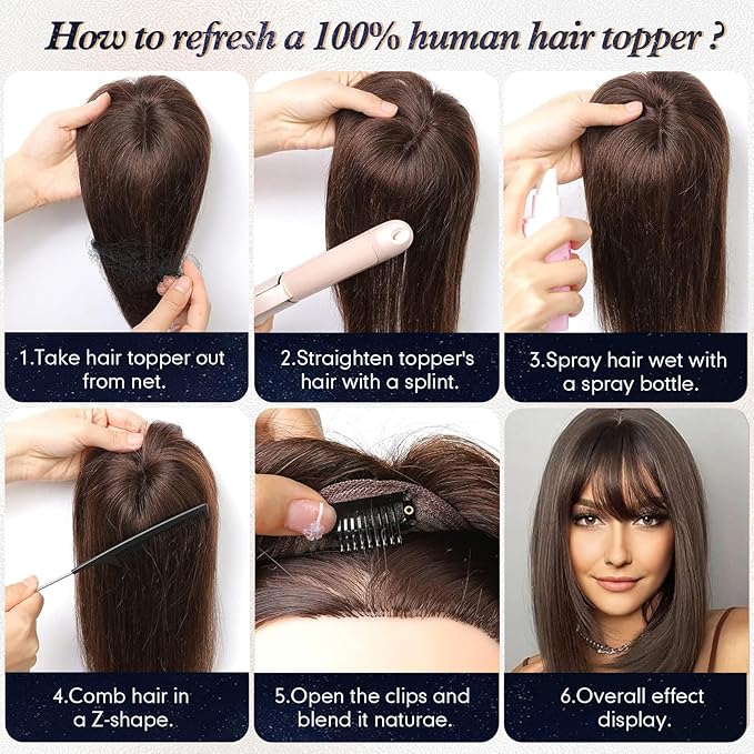 starluck Hair Toppers for Women with Bangs, 5"*5.5"Large Coverage Ombre Ash Blonde 100% Real Human Hair Toppers for Women with ThinningHair,Cover Gray HairRoots