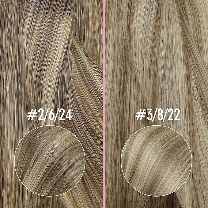 YoungSee Nano Hair Extensions Real Human Hair Balayage Darkest Brown with Blonde Invisible Nano Beads Hair Extensions for Women Nano Extension Remy Hair Ombre Cold Fusion 16inch 50g/50s
