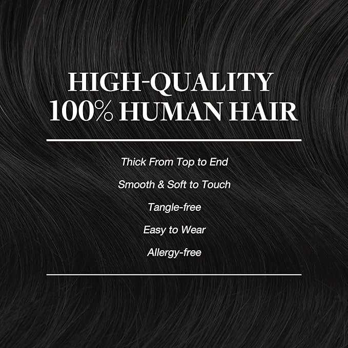GOO GOO Clip in Hair Extensions Real Human Hair, Remy Human Hair Extensions Clip ins for Women, Natural Human Hair, 22inch 120g 7Pcs, 1B Natural black