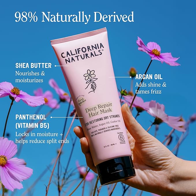 California Naturals Deep Repair Hair Mask, Deep Conditioner for Dry, Damaged Hair, Nautral, Vegan, Paraben and Sulfate Free, Hydrating and Conditioning, For Curly, Frizzy, All Hair Types, 12 fl oz