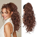 QGZ 20" Wavy Ponytail Extension, Claw Clip Ponytail Hair Extension, Natural Synthetic Hairpiece for Women Daily Use(Auburn)