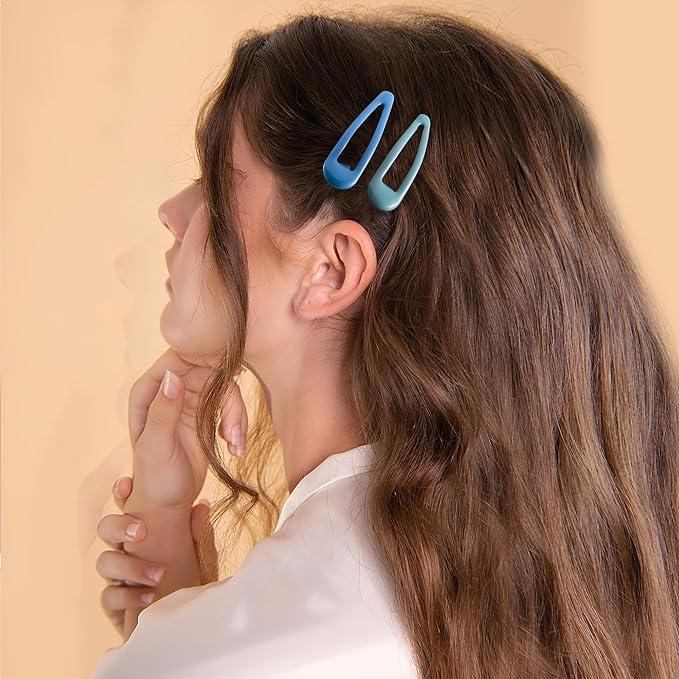 20 PCS Metal Snap Hair Clips Water Drop No Slip Barrettes for Women Bright Small Hair Clips For Thick And Thin Fine Hair,Green Blue Gray Pink Beige,1.97 x 0.5 In.