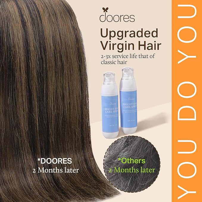 DOORES Clip in Hair Extensions Human Hair, 5pcs 80g Balayage Dark Brown to Chestnut Brown 20 Inch Hair Extensions Clip in Human Hair Straight