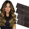 GOO GOO Invisi Edge Tape in Hair Extensions Human Hair, 1D/2C/4E Chocolate Dip Color Melt 10pcs injected with 10pcs classical tape ins, 10inch 30g, Virgin Remy Hair, Natural Look