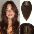 Rich Choices Hair Toppers for Women Real Human Hair 100% Human Remy Toppers NO Bangs for Women with Thinning on Top Clip in Hairpiece 4"x4.7"Lace Base 6 Inch #4 Medium Brown