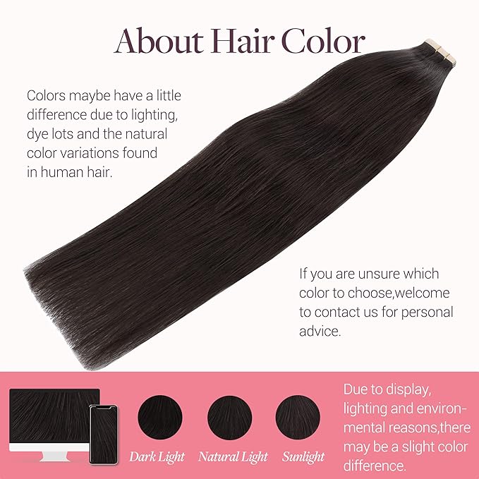 GOO GOO Tape in Hair Extensions Human Hair, 2 Dark Brown, 10inch 30g 20pcs, Skin Weft Seamless Invisible, Silky Straight with Thick Ends, Remy Human Hair