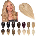 SEGO Human Hair Toppers for Women With Thinning Hair, 7 * 13CM Silk Base 100% Real Human Hair Clip in Top Wiglet Hairpieces -10 Inch No Bangs 12P613 Golden Brown&Bleach Blonde