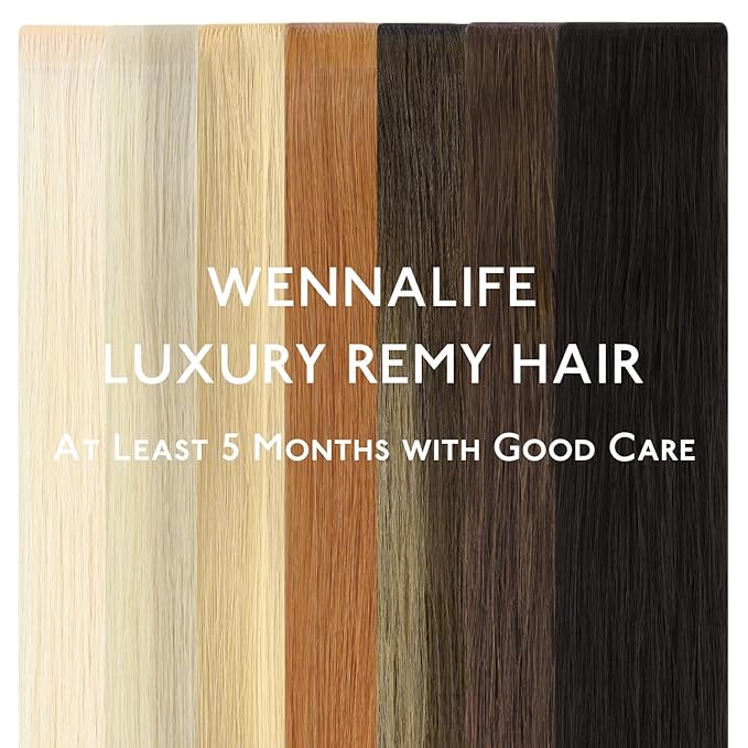 WENNALIFE Invisi Edge Tape in Hair Extensions Human Hair, 14 Inch 50g 20pcs Light Ash Brown Invisible Luxury Remy Hair Extensions Natural Seamless Injected Tape Ins Straight Extensiones De Cabello