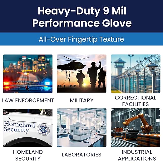 Adenna Dark Light Bulk Disposable Nitrile Gloves – 9 Mil, Heavy Duty Work Rubber Glove with Textured Grip, Non-Latex & Powder Free, Case of 1000, Large, Black
