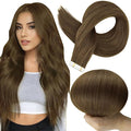 Full Shine Brown Tape Hair Extensions Real Human Hair Color 3 Dark Brown Tape in Extensions 12Inch Invisible Seamless Skin Weft for Wedding 30G 20Pcs Double Sided Tapes Remy Extension