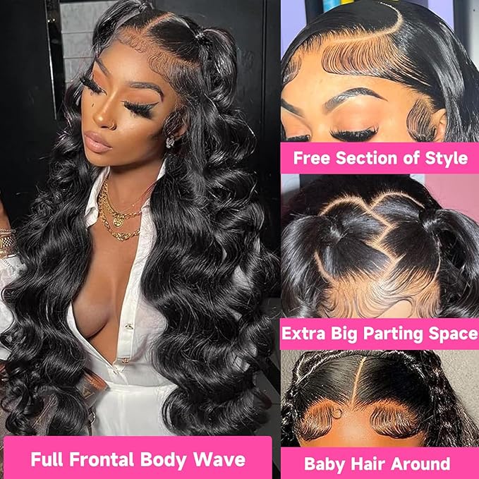 200% Density HD Lace Front Wigs Human Hair 22 Inch 13x6 Body Wave Lace Front Wigs Human Hair Glueless Frontal Wigs Pre Plucked with Natural Hairline Body Wave Wigs for Black Women