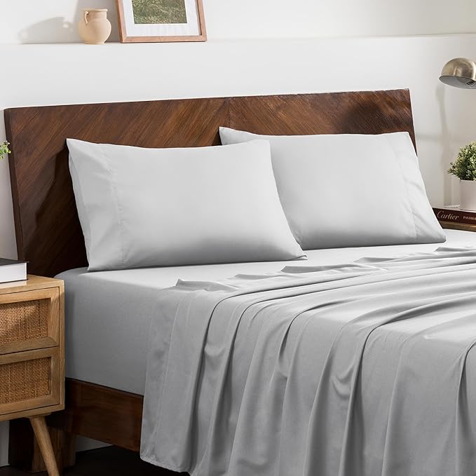 Bare Home Microfiber Pillow Cases - Standard Size Set of 2 - Cooling Pillowcases - Double Brushed - Easy Care - Envelope Closure (Standard Pillowcase Set of 2, Cloud Grey)