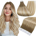 Full Shine Human Hair Extensions Tape in 24 Inch Color 6 Fading to 27 Honey Blonde and 60 Blonde Tape in Hair Extensions Human Hair Seamless Skin Weft 50g Natural Invisible Soft and Silky 20PCS