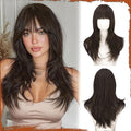 SOFEIYAN Long Straight Layered Wig with Bangs 24 Inch Synthetic Natural Hair Wig Soft Heat Resistant Long Wigs for Women Daily Party Use