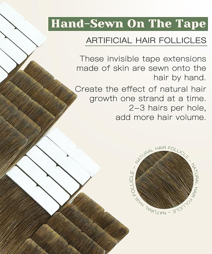 SURNEL Injected Invisible Tape in Hair Extensions 16 Inch Walnut Brown to Ash Brown and Golden Blonde Seamless Invisible Tape in Extensions 20 Pcs 35g(#3822,16)