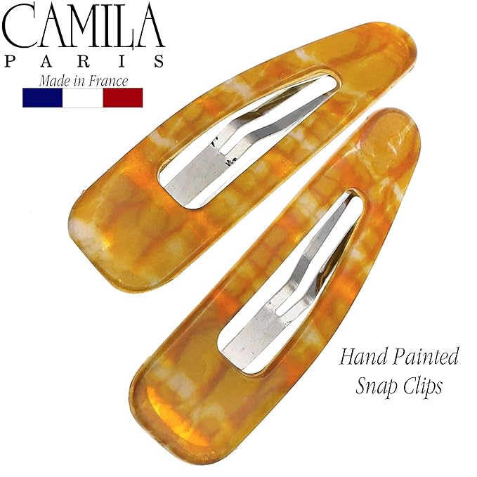 Camila Paris CP3092 French Hair Barrettes Clips, Snap Hair Slides Clic Clac for Women, Styling Girls Side Slide-in Metal Snap Pin Hair Accessories for Women. Strong Hold, No Slip Grip, Made in France