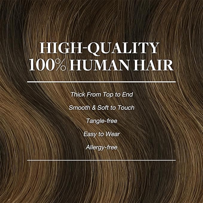 GOO GOO Clip in Hair Extensions Real Human Hair, Remy Human Hair Extensions Clip ins for Women, Natural Human Hair, 20inch 150g 9Pcs, 2/6/2 Balayage Dark Brown to Chestnut Brown