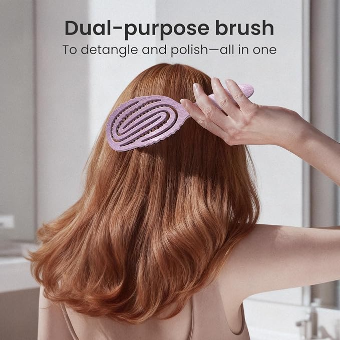 AIMIKE Hair Brush, Dual Soft Boar & Nylon Bristles HairBrush for Fine Hair, Shine Boost & Frizz Control Hair Brush for Women, Soft Bristle Brush For Slick Back, Volume and Shine, Best Gift for Women