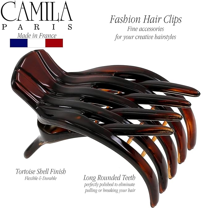 Camila Paris CP3540 French Hair Clip for Women, Hair Side Clips, 2 Inch Girls Hair Claw Clips Jaw Fashion Durable Styling Hair Accessories for Women, Strong Hold No Slip Grip, Made in France