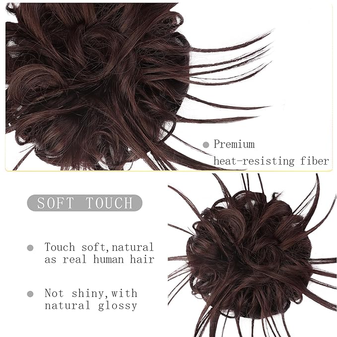HMD Tousled Updo Messy Bun Hair Piece Hair Extension Ponytail With Elastic Rubber Band Updo Bun Synthetic Hairpieces for Women