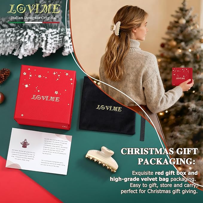 2026 Premium Durable Hair Claw Clip for Women, Original Italian Designed Strong Grip Hair Clips for Normal Fine Thin Hair, No Slip Jaw Clips with Gift Box for Christmas Birthday Girls, 3 Inch Beige