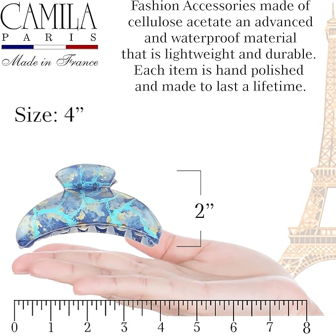 Camila Paris CP2712 French Hair Clip for Women Thick Hair for Long Curly Wavy Hair, Girls Hair Claw Clips Jaw, Durable Styling Big Claw Clip for Thick Hair, Strong Hold No Slip Grip, Made in France