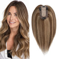 SEGO Real Human Hair Topper for Women, No Bangs Hair Topper with Anti-Slip Clips (10 Inch#4P27 Medium Brown & Dark Blonde)